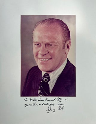 Item #68001 White House Photograph. Signed by Jerry Ford "To White House Personnel Staff, in...