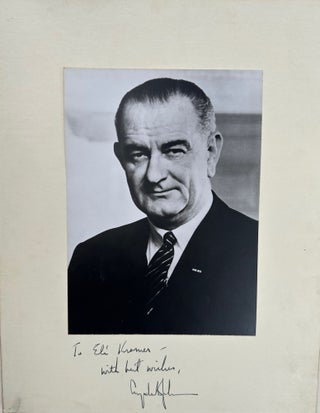 Item #68006 Black & white portrait photograph of Lyndon B. Johnson, inscribed to Eli Kramer,...