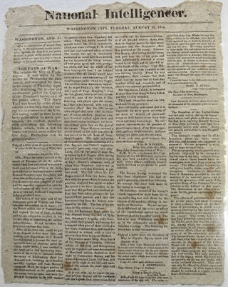 Item #68176 NATIONAL INTELLIGENCER. BURNING OF WASHINGTON, War of 1812, Newspaper