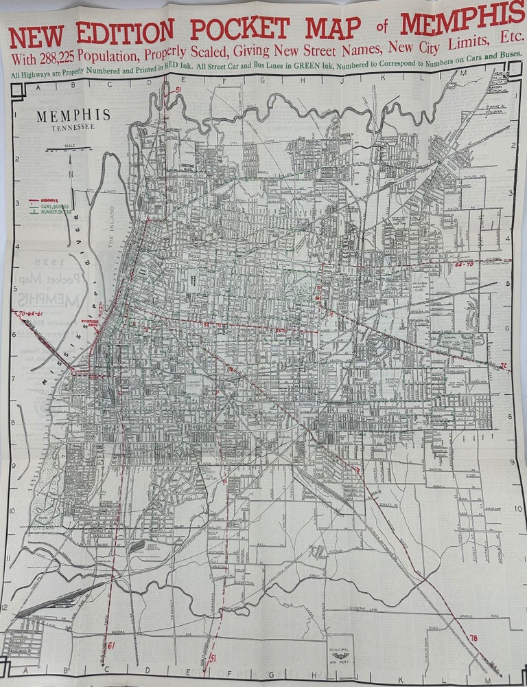 Item #68259 1939 POCKET MAP OF MEMPHIS METROPOLITAN AREA [cover title]
