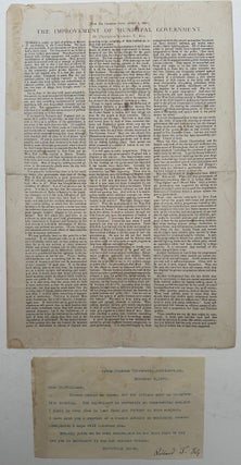 Item #68323 THE IMPROVEMENT OF MUNICIPAL GOVERNMENT [From The Christian Union. October 9, 1890.]...