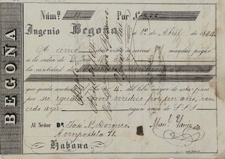 Item #68528 INGENIO BEGONA A 1 de ABRIL de 1864.... [caption title]. Receipt