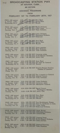 Item #68569 BROADCASTING STATION PWX AT HAVANA, CUBA. 400 meters.; Advance Programs From February...