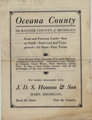 Item #68801 OCEANA COUNTY. THE BANNER COUNTY OF MICHIGAN.; Fruits and farming lands - best on...