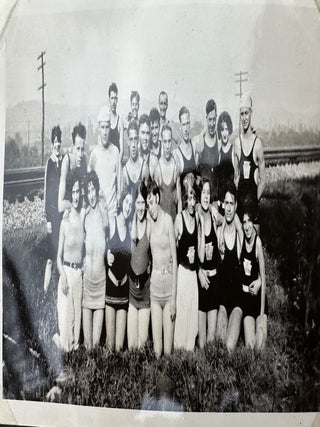 RECORD OF A CANOE TRIP DOWN THE ALLEGHENY RIVER FROM OLEAN, NEW YORK TO PITTSBURGH, PENNSYLVANIA, 1919; AND A SECOND TRIP FROM MAYVILLE, NY TO PITTSBURGH IN 1920, COLLECTED IN A PAIR OF PHOTO ALBUMS, SOME 270 BLACK & WHITE PHOTOS OF A GROUP OF YOUNG MEN TESTING THEIR SKILLS JUST AFTER THE END OF WORLD WAR I. Accompanied by additional photos of Baum's sporting life in Pittsburgh.