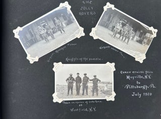 RECORD OF A CANOE TRIP DOWN THE ALLEGHENY RIVER FROM OLEAN, NEW YORK TO PITTSBURGH, PENNSYLVANIA, 1919; AND A SECOND TRIP FROM MAYVILLE, NY TO PITTSBURGH IN 1920, COLLECTED IN A PAIR OF PHOTO ALBUMS, SOME 270 BLACK & WHITE PHOTOS OF A GROUP OF YOUNG MEN TESTING THEIR SKILLS JUST AFTER THE END OF WORLD WAR I. Accompanied by additional photos of Baum's sporting life in Pittsburgh.
