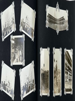 RECORD OF A CANOE TRIP DOWN THE ALLEGHENY RIVER FROM OLEAN, NEW YORK TO PITTSBURGH, PENNSYLVANIA, 1919; AND A SECOND TRIP FROM MAYVILLE, NY TO PITTSBURGH IN 1920, COLLECTED IN A PAIR OF PHOTO ALBUMS, SOME 270 BLACK & WHITE PHOTOS OF A GROUP OF YOUNG MEN TESTING THEIR SKILLS JUST AFTER THE END OF WORLD WAR I. Accompanied by additional photos of Baum's sporting life in Pittsburgh.