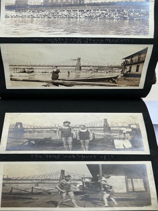 RECORD OF A CANOE TRIP DOWN THE ALLEGHENY RIVER FROM OLEAN, NEW YORK TO PITTSBURGH, PENNSYLVANIA, 1919; AND A SECOND TRIP FROM MAYVILLE, NY TO PITTSBURGH IN 1920, COLLECTED IN A PAIR OF PHOTO ALBUMS, SOME 270 BLACK & WHITE PHOTOS OF A GROUP OF YOUNG MEN TESTING THEIR SKILLS JUST AFTER THE END OF WORLD WAR I. Accompanied by additional photos of Baum's sporting life in Pittsburgh.