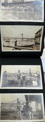 RECORD OF A CANOE TRIP DOWN THE ALLEGHENY RIVER FROM OLEAN, NEW YORK TO PITTSBURGH, PENNSYLVANIA, 1919; AND A SECOND TRIP FROM MAYVILLE, NY TO PITTSBURGH IN 1920, COLLECTED IN A PAIR OF PHOTO ALBUMS, SOME 270 BLACK & WHITE PHOTOS OF A GROUP OF YOUNG MEN TESTING THEIR SKILLS JUST AFTER THE END OF WORLD WAR I. Accompanied by additional photos of Baum's sporting life in Pittsburgh.