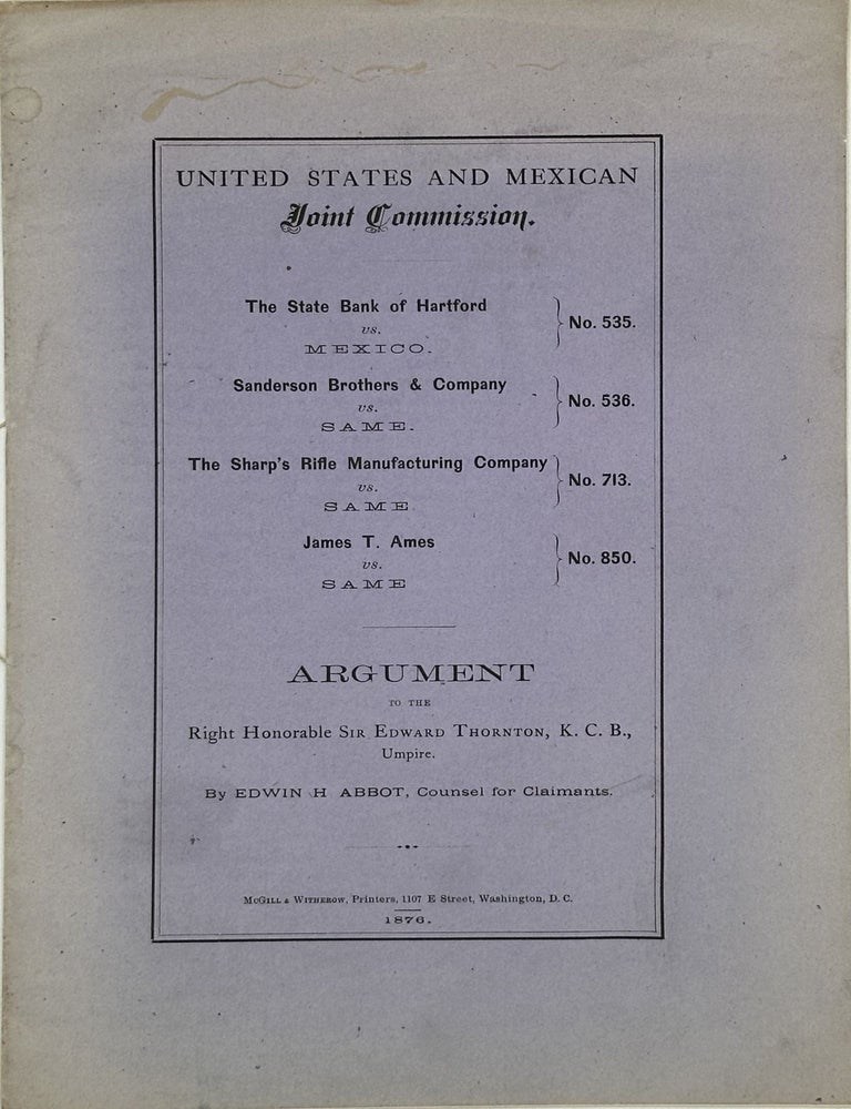 UNITED STATES AND MEXICAN JOINT COMMISSION. THE STATE BANK OF HARTFORD ...