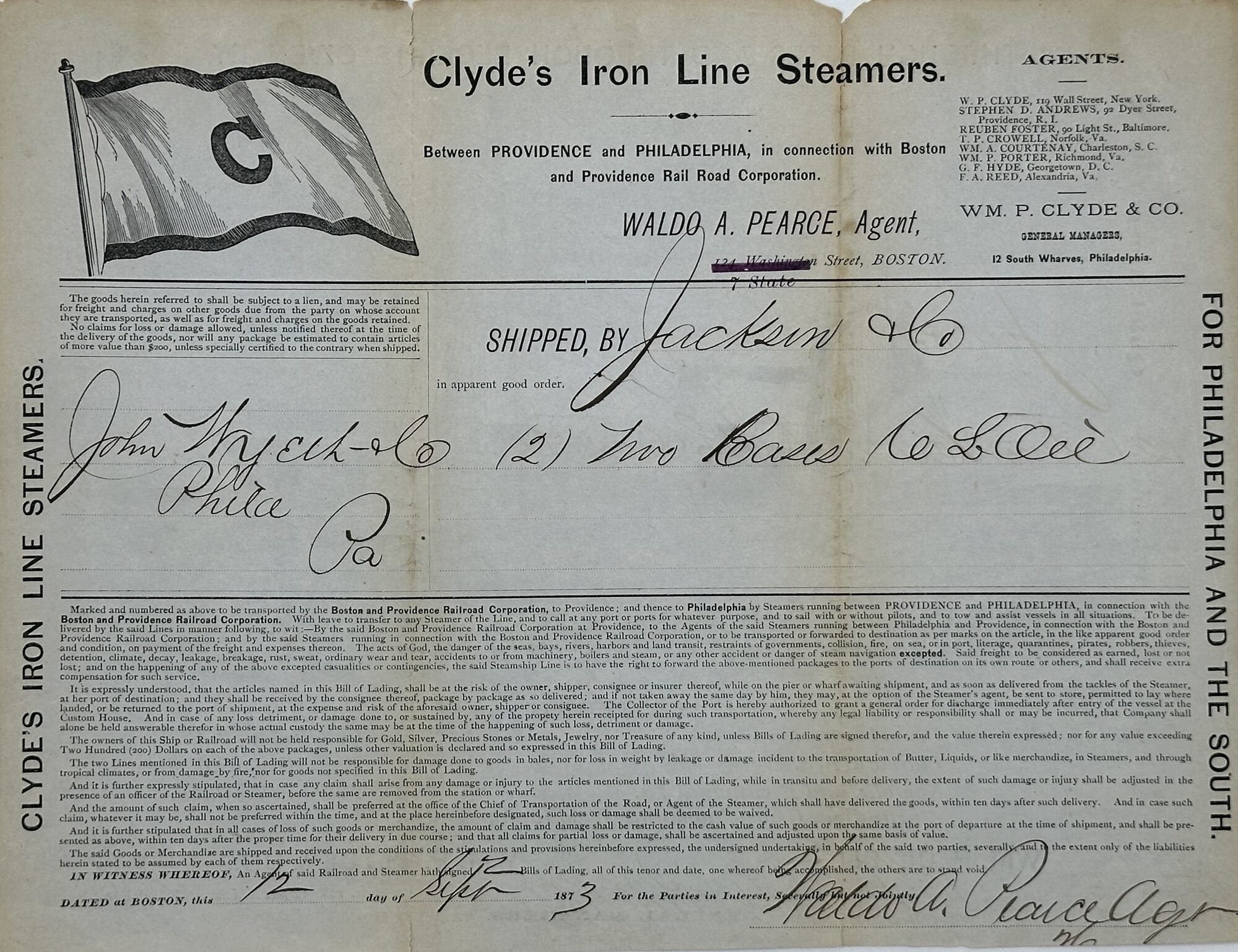 Through Rates and Through Receipts Given By the Clyde Steam Lines ...
