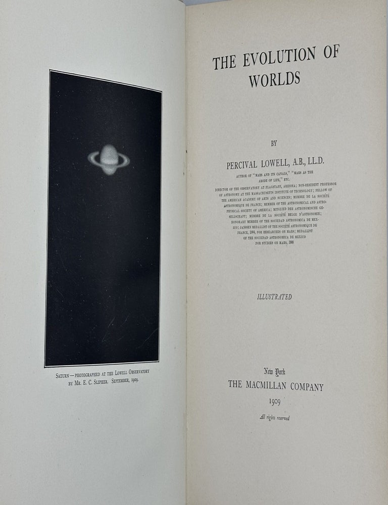 Item #70749 THE EVOLUTION OF WORLDS. Percival Lowell.