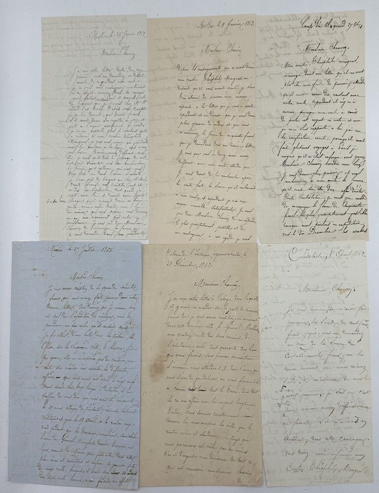 Item #70770 ASKING FOR ASSISTANCE IN THE MANAGEMENT OF HIS AFFAIRS WHILE HE IS ON DUTY WITH THE 3RD ZOUAVE BATTALION IN ALGERIA AND MEXICO, 1861 - 1867, IN A SERIES OF 8 ALS TO M. CHAUVIN, NOTARY IN FRANCE FROM OVIDE DUREY, A ZOUAVE CORPORAL. Ovide Durey, Zouave 3rd Battalion.