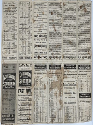 CAN YOU BEAT IT? THE OLD RELIABLE LOUISVILLE AND GREAT SOUTHERN RAILROAD LINE MAKES THE FOLLOWING FAST TIME: From Montgomery to Louisville, 19 Hours, 45 Minutes [followed by five more examples of trips, with elapsed time, from Montgomery, to Cincinnati, Washington, Baltimore, Philadelphia, and New York]