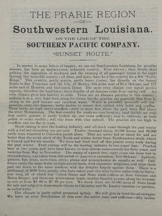 THE PRARIE REGION OF SOUTHWESTERN LOUISIANA. ON THE LINE OF THE SOUTHERN PACIFIC COMPANY....